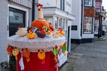 easter Post box topper with chickens chicks and eggs in Titchfield Hampshire England