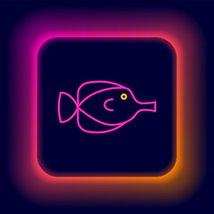 Glowing neon line Butterfly fish icon isolated on black background. Colorful outline concept. Vector
