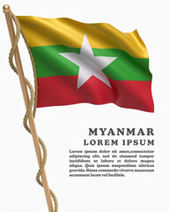 White Backround Flag Of MYANMAR