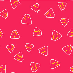 Line Mountains icon isolated seamless pattern on red background. Symbol of victory or success concept. Vector
