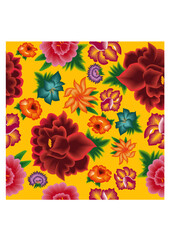 Seamless pattern flowers of Oaxaca traditional Mexican flowers 