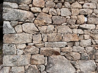 Detail of a traditional dry stone masonry from the south of France in the Cevennes