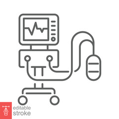 Medical ventilator line icon. Simple outline style. Artificial ventilation of the lungs concept. Thin line symbol. Vector illustration isolated on white background. Editable stroke EPS 10.