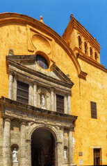 A view of the church of santo Domingo in Cartagena, Colombia.
