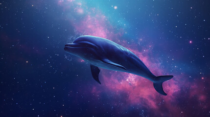 Obraz na płótnie Canvas dolphins in the galaxy sea. Generative ai