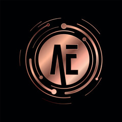 Letter AE Initial Cooper Color Cyber Multimedia Logo