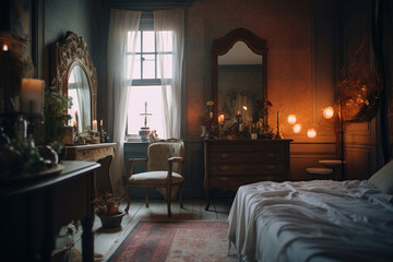 Fototapeta na wymiar luxury romantic room, generative ai