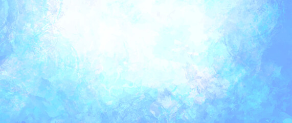 Blue vector watercolor art background. Hand drawn blue vector watercolor texture for cards, flyer, poster, banner, and cover. Brushstrokes and splashes. Template for design. Sea.