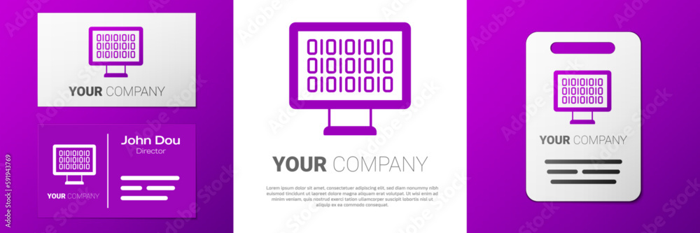 Poster logotype binary code icon isolated on white background. logo design template element. vector