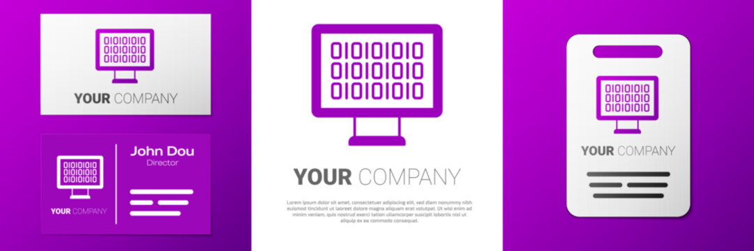 Logotype Binary code icon isolated on white background. Logo design template element. Vector