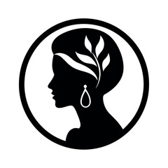 Beautiful Minimalist Vector Woman Icon. Head and Hair Symbol Illustration for Beauty or Health Organisation. 