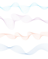 Wave of the many colored lines. Abstract wavy stripes on a white background isolated. Creative line art. Vector illustration EPS 10. Modern technology background, wave design. Vector illustration.