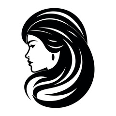 Beautiful Minimalist Vector Woman Icon. Head and Hair Symbol Illustration for Beauty or Health Organisation. 
