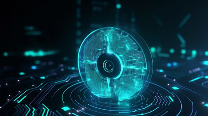 padlock background with glowing lights. web Security background. Generative ai