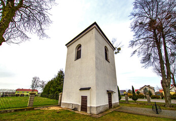 Fototapeta na wymiar Built in 1828 in the classicist style, the Catholic Church of St. Stanislaus in Płoniawy-Bramura in Mazovia, Poland.