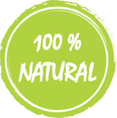 product stamp, labels 100% natural green