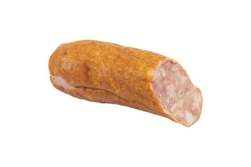 sausage, a piece of smoked sausage isolated from the background