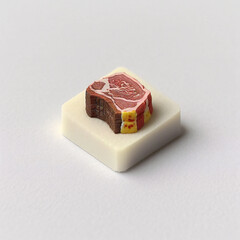 Tiny mini isometric food red meat plate