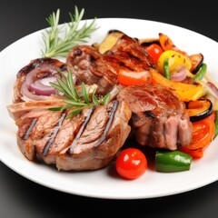 Delicious grilled meat with vegetables