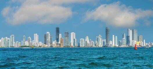  skyline of new city of Cartagena, Colombia.
