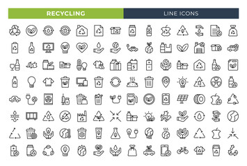 Fototapeta na wymiar Recycling line icons set. Vector line icons.