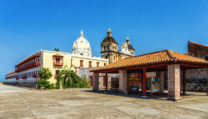 Fototapeta na wymiar Cityscape of Cartagena Colombia with Church of Saint Peter Claver
