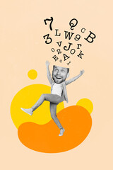 Creative 3d photo artwork graphics collage painting of carefree funky guy walking having great...