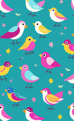 Abstract pop art birds pastel vector illustration background