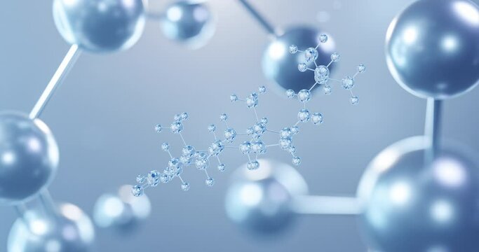 finasteride molecule, rotating 3D model of 5-alpha-reductase inhibitor under a microscope, seamless looped video, abstract molecular structure