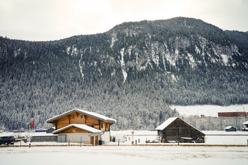Fototapeta na wymiar Winter Alpine house Switzerland