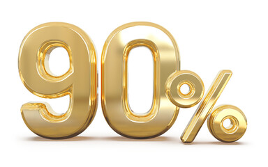 3d Number 90 Percent Gold
