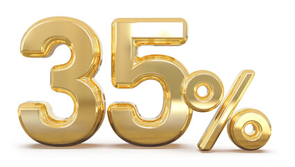 3d Number 35 Percent Gold