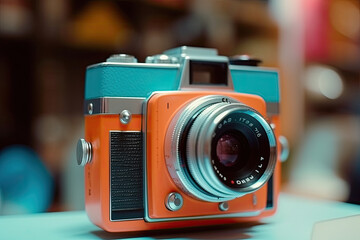 Fototapeta na wymiar old photo camera created with Generative AI technology