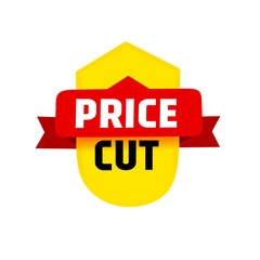 Price cut banner design, vector illustration isolated on white background.