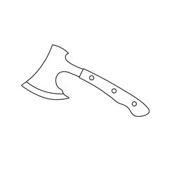 Vector isolated one single simplest axe with handle side view colorless black and white contour line easy drawing