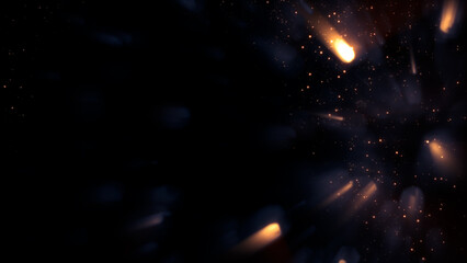 lights in the dark, displaced soft objects bokeh background - abstract 3D illustration