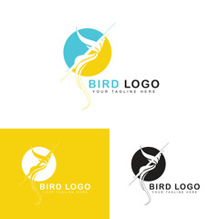 circle round abstract phoenix bird logo. Bird emblem icon.