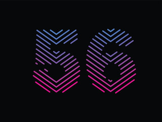 Obraz premium Digit 56 is written with colorful digital lines. Abstract digit 56 logo design template. Logo type vector design