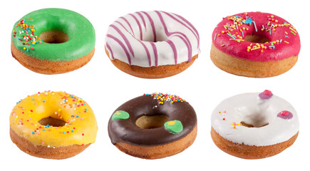 pile of glazed donuts isolated on white background