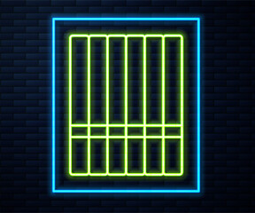 Glowing neon line Cigarette icon isolated on brick wall background. Tobacco sign. Smoking symbol. Vector