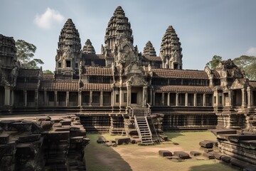 Obraz premium The Angkor Wat temple complex in Cambodia , generative artificial intelligence 