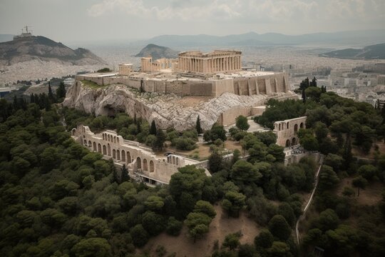 The Acropolis in Athens Greece, generative artificial intelligence
