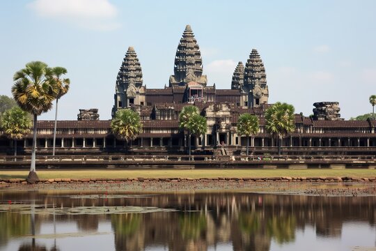 The Angkor Wat temple complex in Cambodia , generative artificial intelligence
