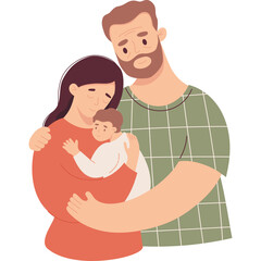 Cute  adult couple  with newborn