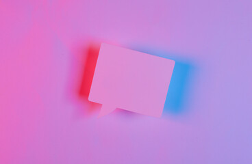 Obraz na płótnie Canvas Paper speech bubble in red blue neon light