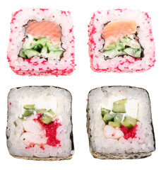 sushi roll isolated on white background without a shadow