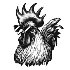 Cool rooster wearing sunglasses illustration  © Satoru Sketches