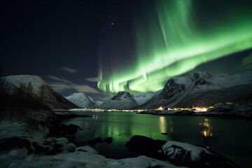 Fototapeta na wymiar The Northern Lights in Norway , generative artificial intelligence 