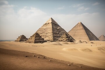 Fototapeta na wymiar The Pyramids of Giza in Egypt , generative artificial intelligence 