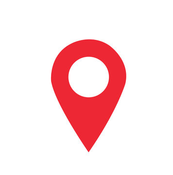 Icono de punto de alfiler rojo. mapa dirección ubicación puntero símbolo. Vista de frente. Vector